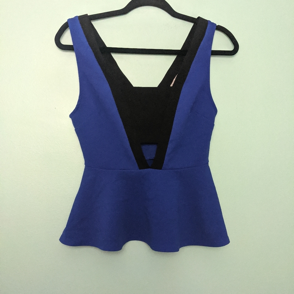 Charlotte Russe Blue Peplum Top Small